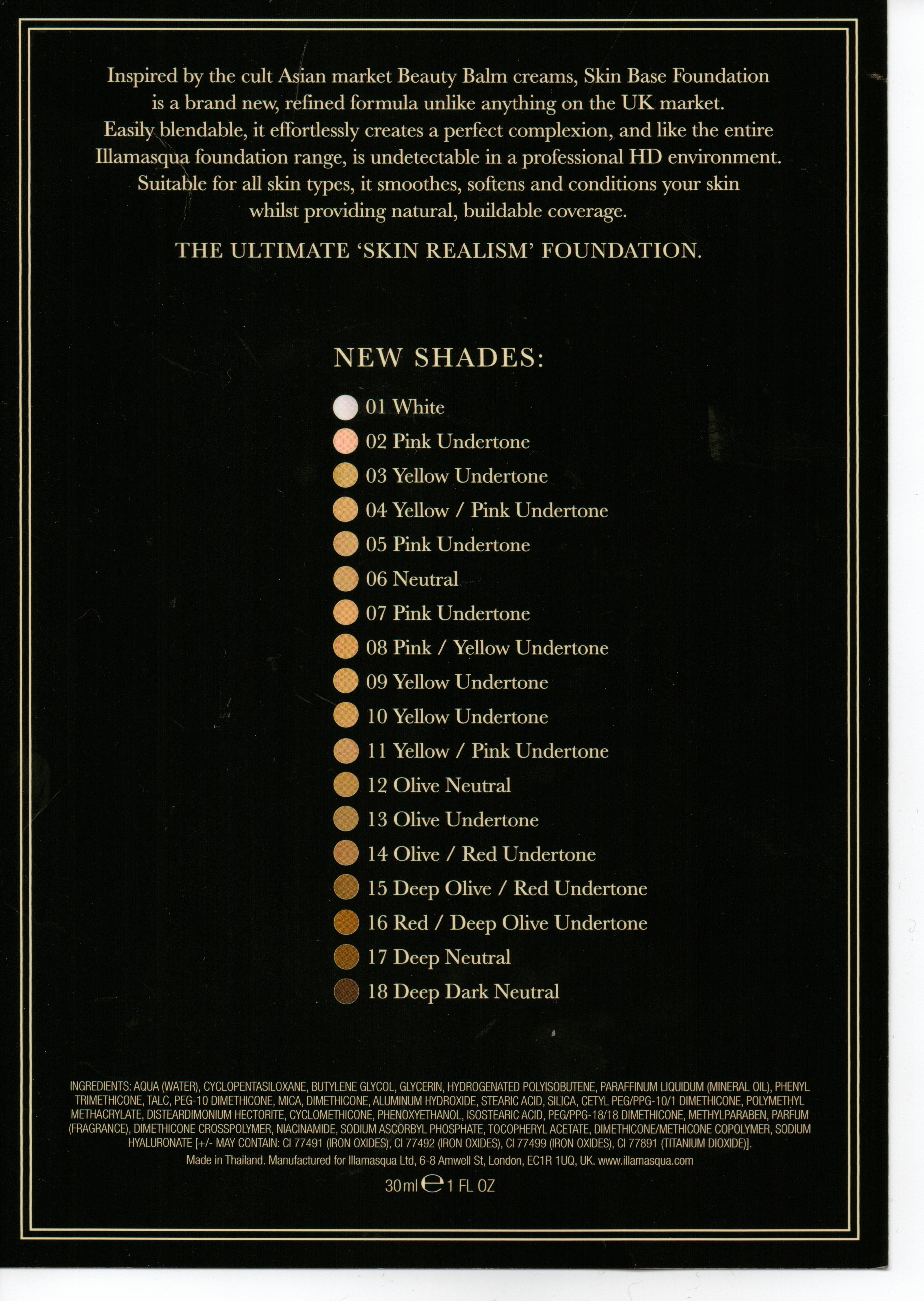 Illamasqua Foundation Colour Chart